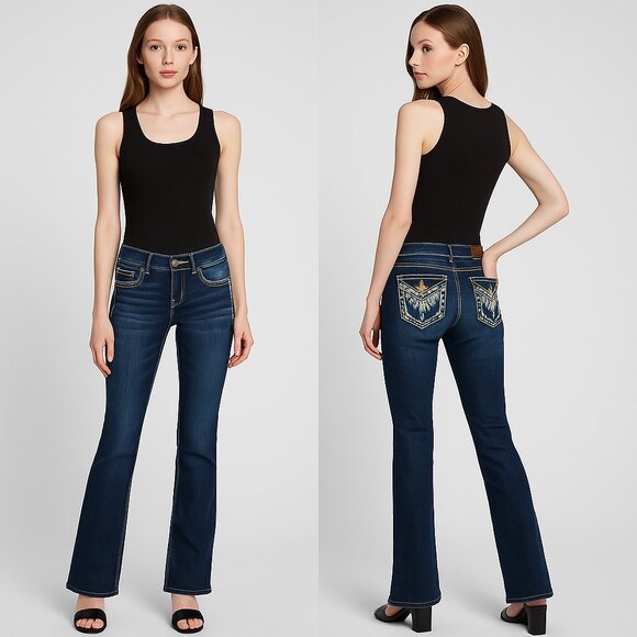 HYDRAULIC✨ LOLA CURVY Low-Rise Bootcut Jeans 👖 Embroidered Bling Size 5/6 - Picture 1 of 16